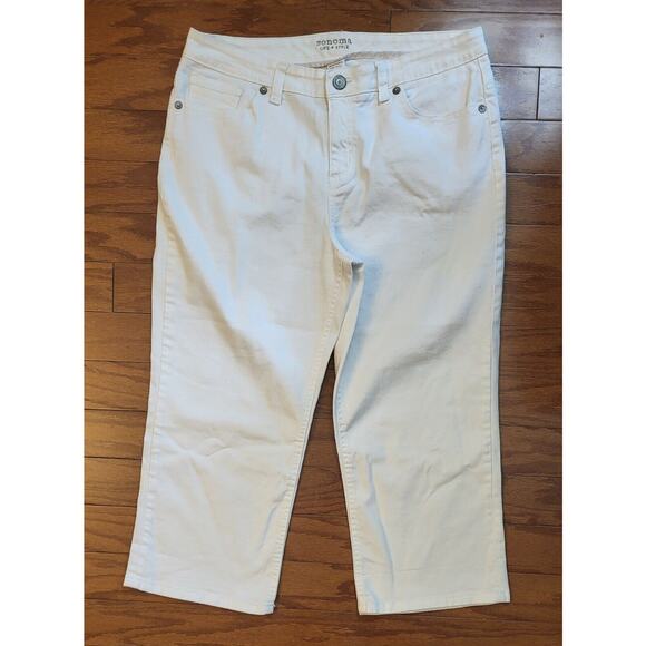 Sonoma Life Style Women Size 16 White Modern Capri Pants Jeans Mid Rise - Picture 1 of 12
